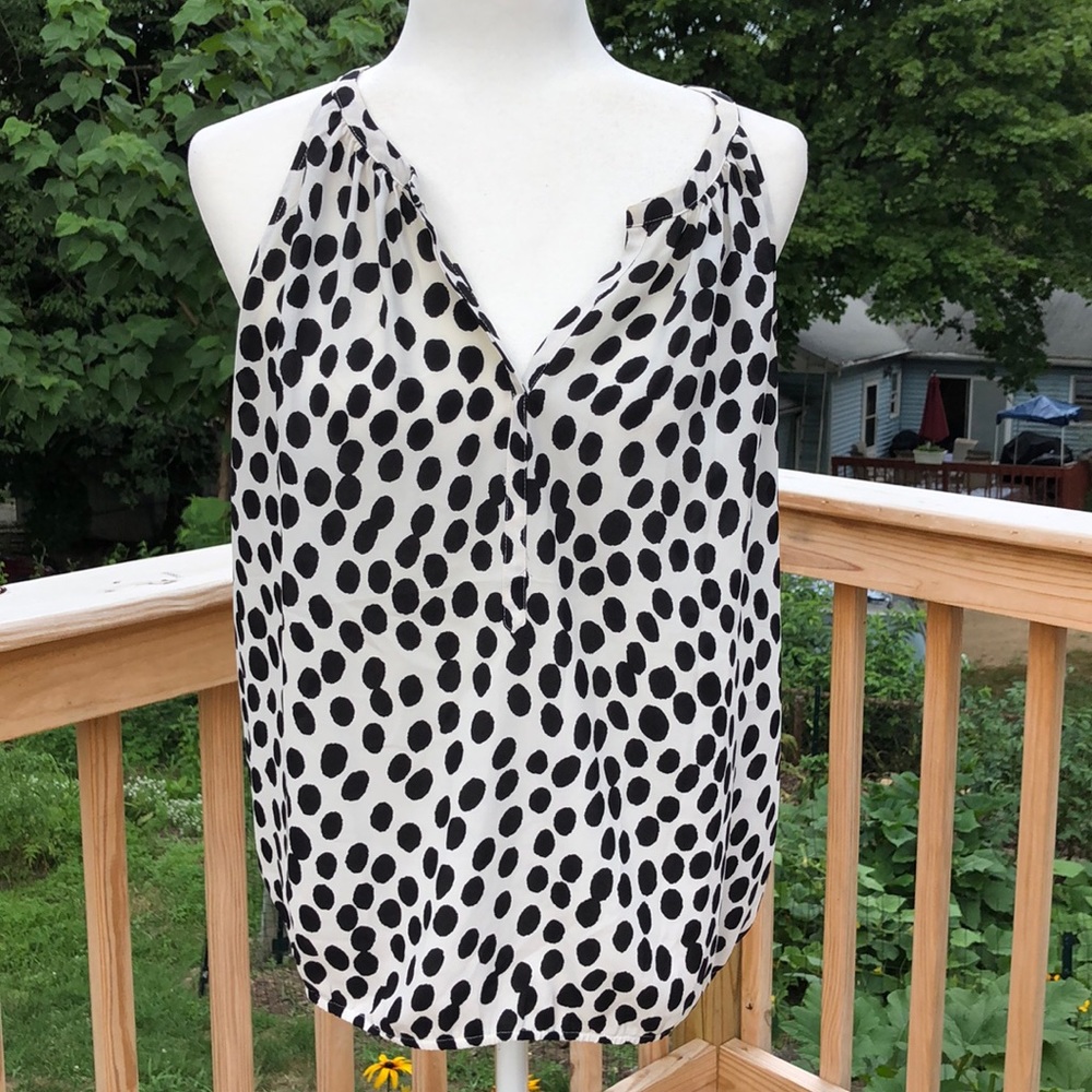 Ann Taylor LOFT Black and white polka dot tank